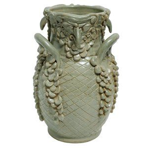 William Hunt Celadon Green Masquerade Bird Mask Stoneware Vase